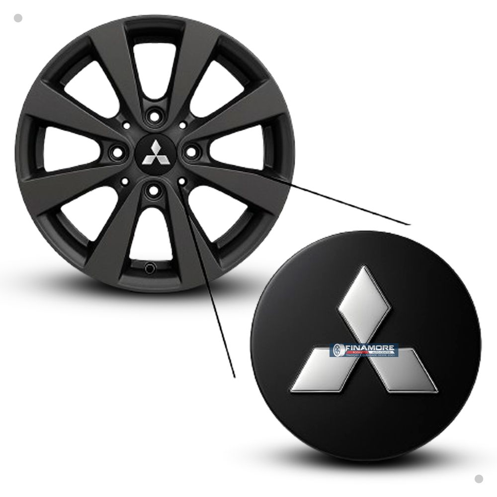 Kit 4 Calotinhas Mitsubishi Triton/TR4 – Preto com Detalhe Cromado para Rodas Originais