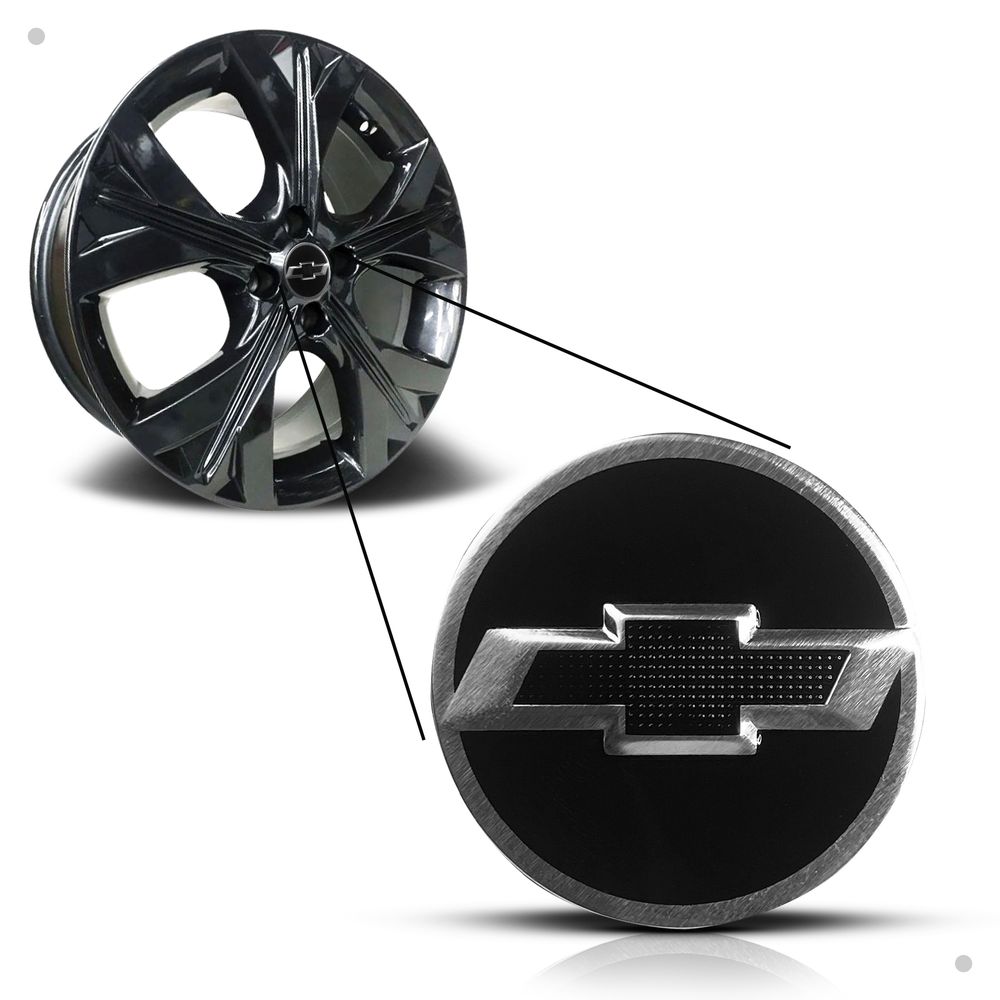 Kit 4 Calotinhas GM Tracker Preto com Emblema Camaro – Estilo Exclusivo e Encaixe Perfeito