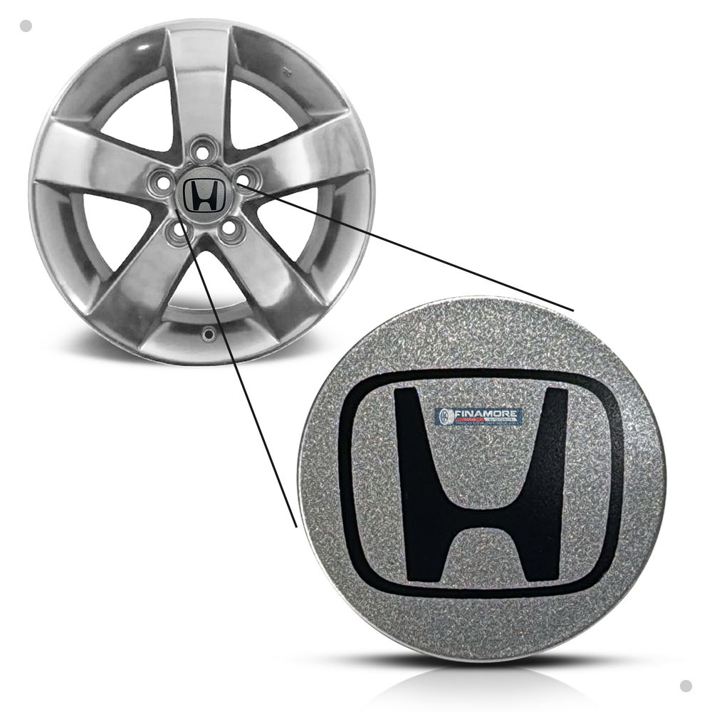 Kit 4 Calotinhas Honda Civic Prata com Emblema – Acabamento Original e Encaixe Perfeito nas Rodas