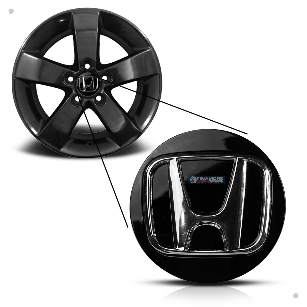 Kit 10 Jogos Centro de Roda Honda New Civic HR-V CR-V Accord – Preto com Logo Cromado – Encaixe Perfeito + Visual Original