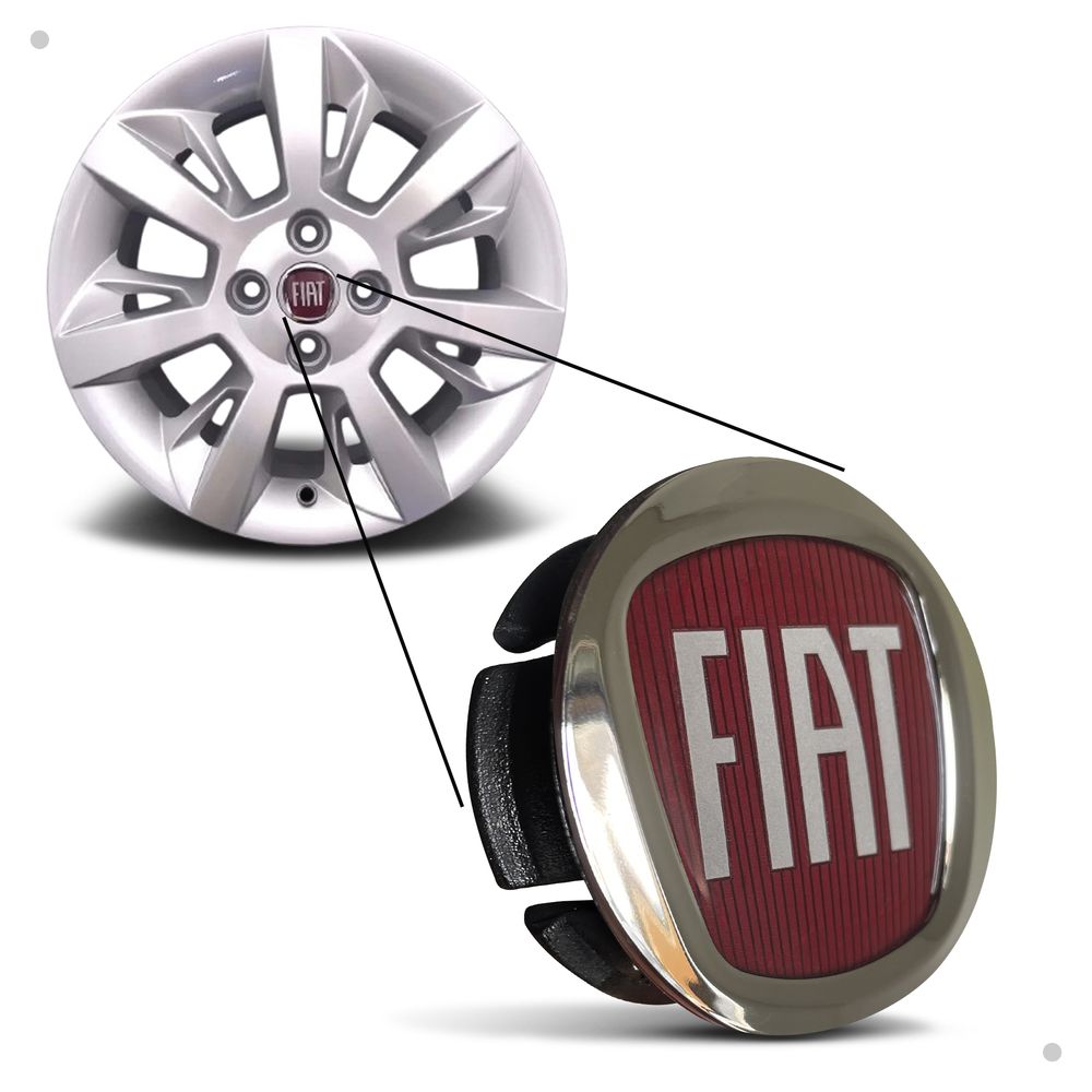 Kit 10 Jogos Calotinhas Centro de Roda Fiat Vermelho Acrílico – Encaixe Perfeito + Estilo Original nas Rodas