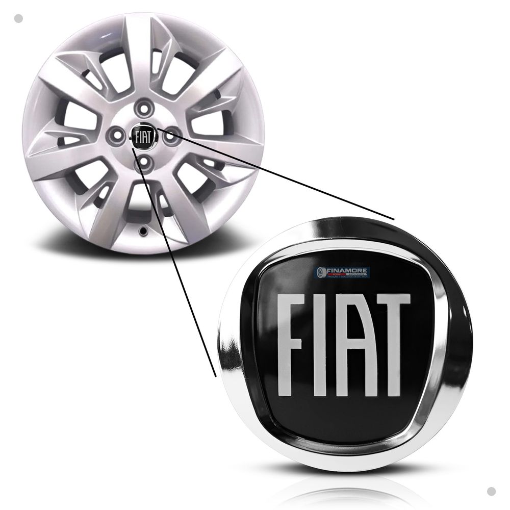 Kit 10 Jogos Calotinhas Centro de Roda Fiat Acrílico Black Motion – Encaixe Perfeito + Estilo Esportivo nas Rodas