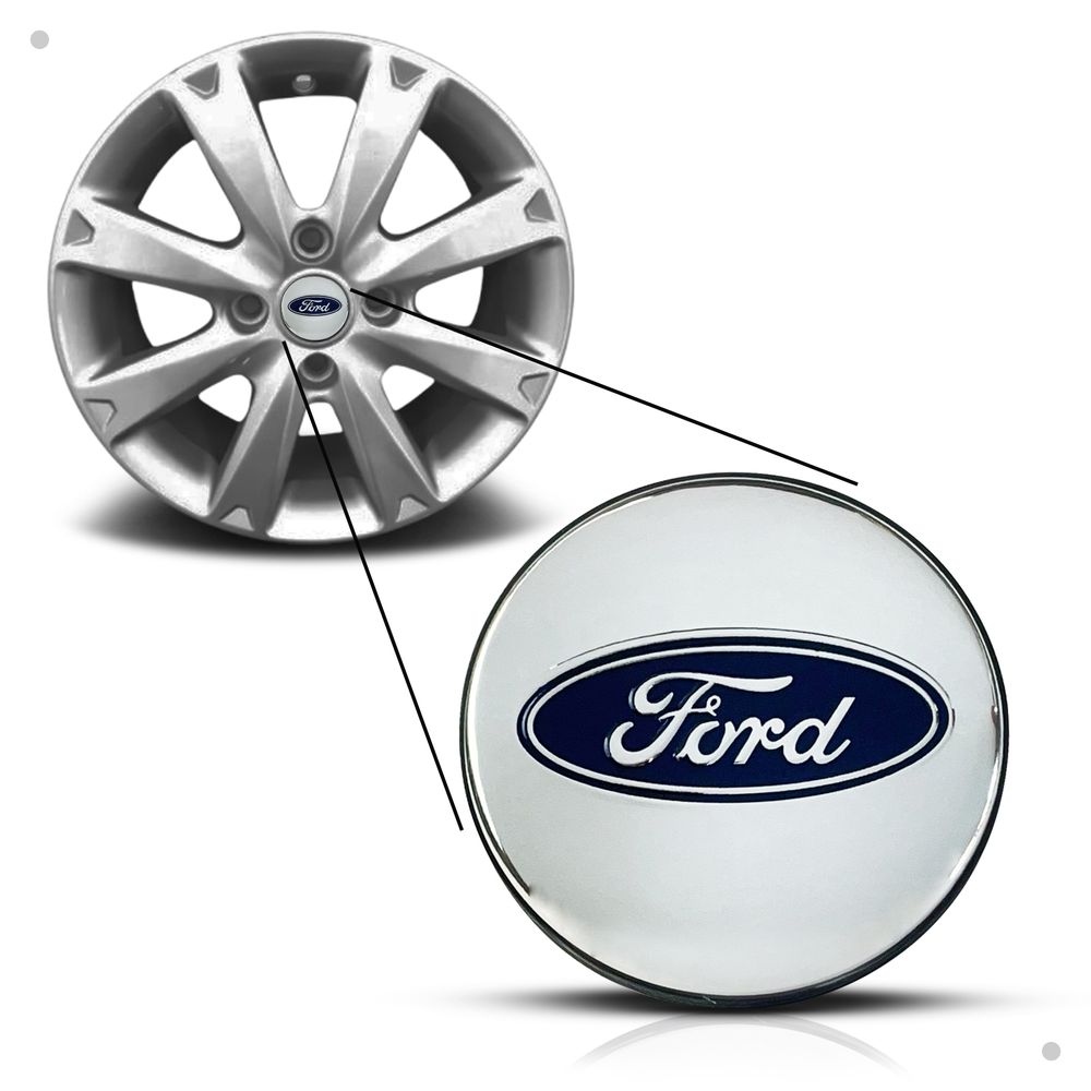 Kit 10 Jogos Calotinhas Centro de Roda Ford Prata – Encaixe Perfeito + Estilo Original nas Rodas