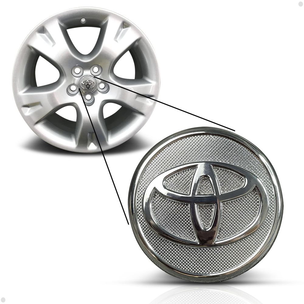 Kit 4 Calotinhas Centro de Roda Toyota Corolla Cromada Recartilhada – Encaixe Preciso + Visual Original