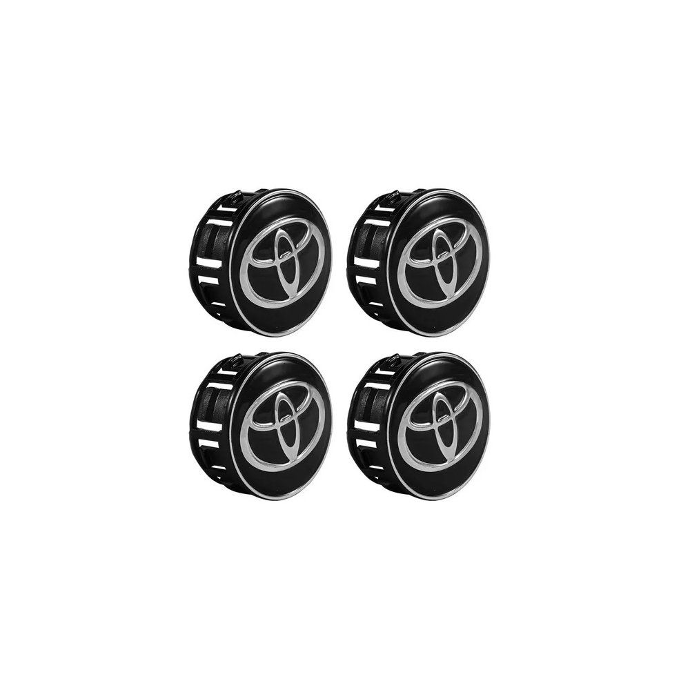 Kit 4 Calotinhas Centro de Roda Toyota Corolla Prius Yaris – Encaixe Firme + Visual Original Preto