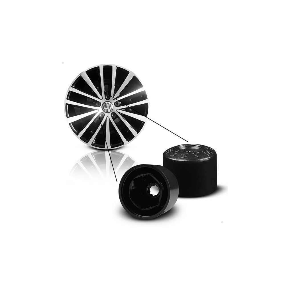 CAPA DE PARAFUSO CHAVE 17 PRETO - VW (20 PEÇAS)