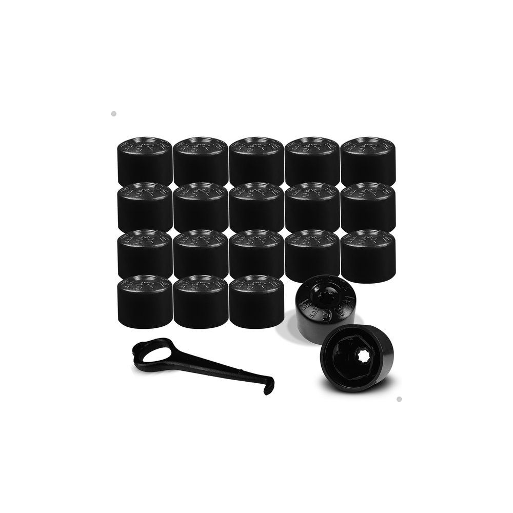 Kit 20 Capas de Parafuso 17mm VW Preto + Chave – Acabamento e Proteção