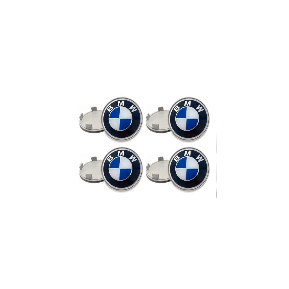 Kit 4 Calotinhas Miolo de Roda BMW com Emblema Azul – Encaixe Perfeito Para Rodas Originais