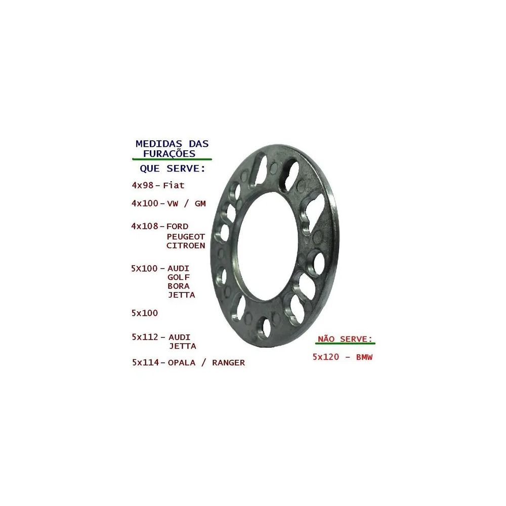 Espaçador de Roda Universal 6mm – Compatível com Rodas 4 e 5 Furos + Fácil Instalação