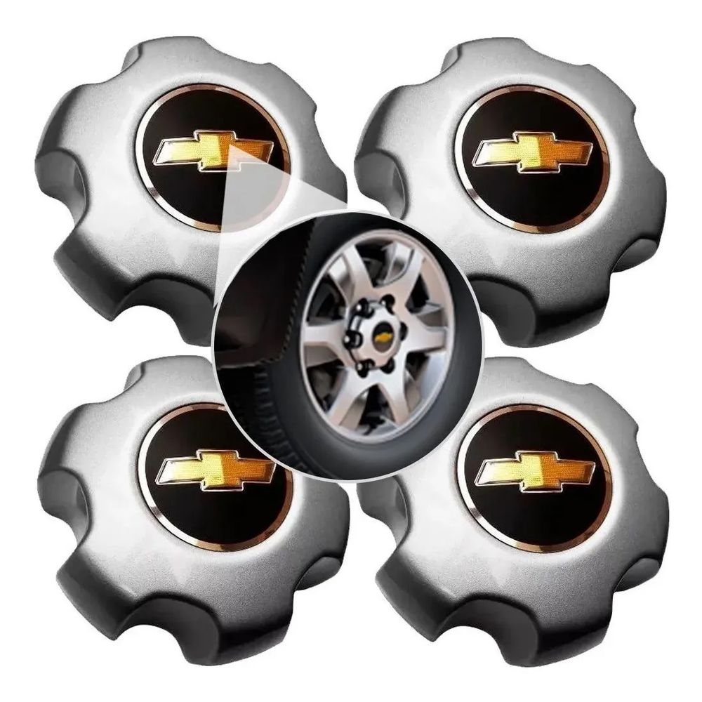 Kit 4 Calotas Centro de Roda S10 LTZ/Trailblazer – Encaixe Preciso e Visual Original GM