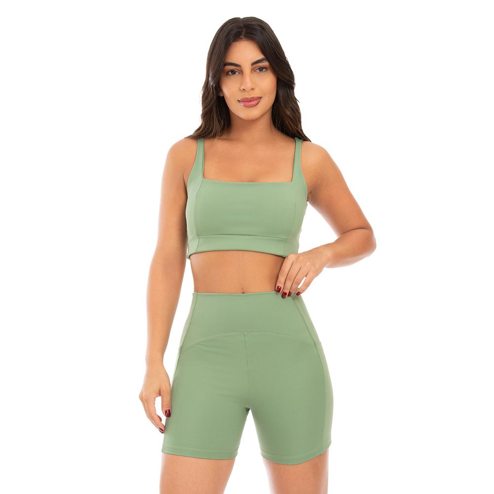Conjunto Top Trace e Short Strong - Verde Oliva
