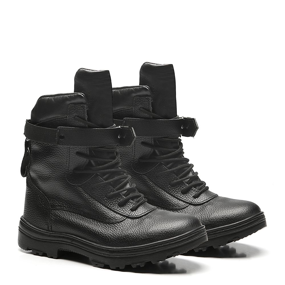 BOTA THUNDER PRETA AMARRAR COURO FLOR COURACA SOLA BORRACHA