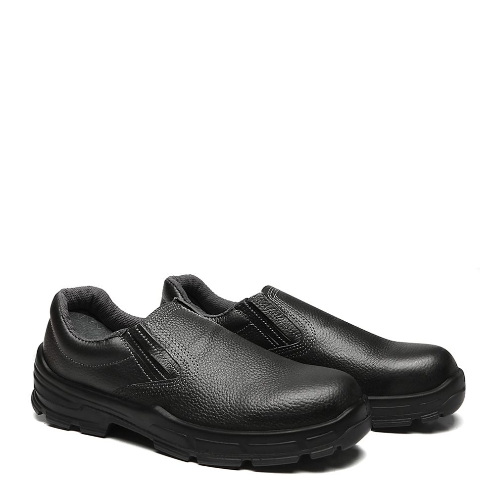 SAPATO PRETO ELASTICO COURO BICO PLASTICO PU BIDENSIDADE