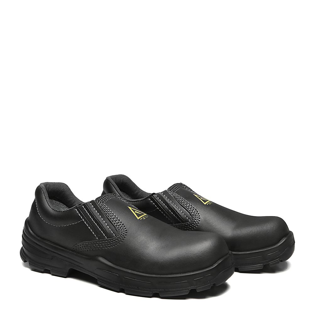 SAPATO PRETO ELASTICO MICROFIBRA BICO COMPOSITE PU BIDENSIDADE (ELET.)
