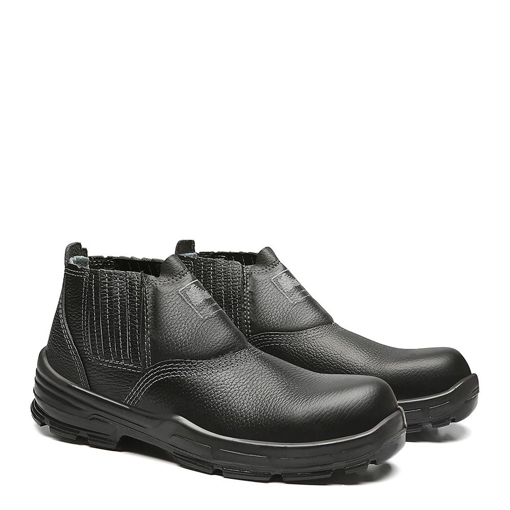 BOTINA PRETA ELASTICO COURO BICO COMPOSITE PU BIDENSIDADE (PRP)