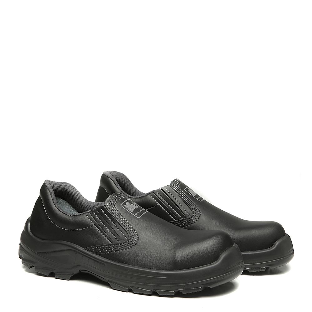 SAPATO PRETO ELASTICO MICROFIBRA BICO COMPOSITE PU BIDENSIDADE