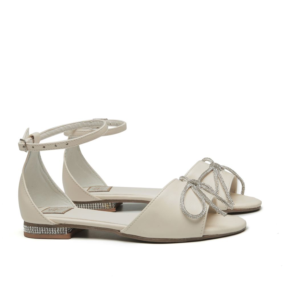 Sandália Ivory Laço Brilhante Infantil Gats