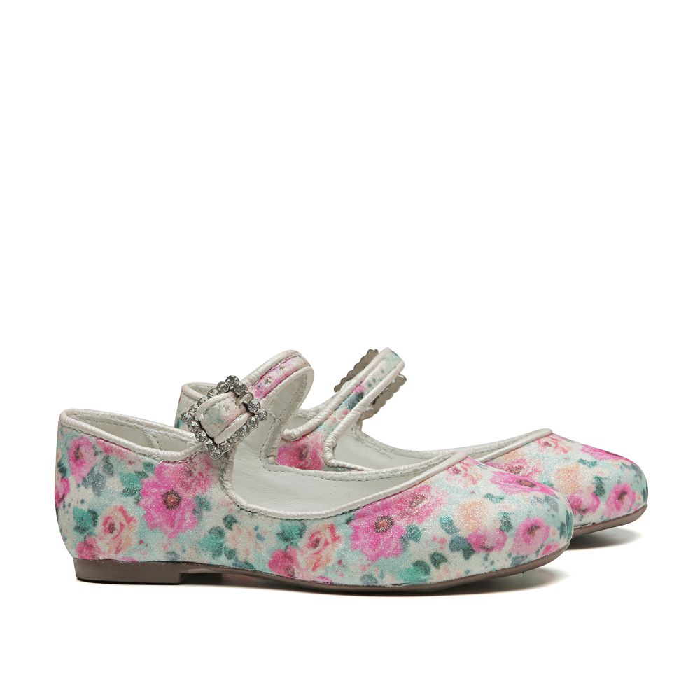 Sapato de Laço Glitter Floral Infantil Gats