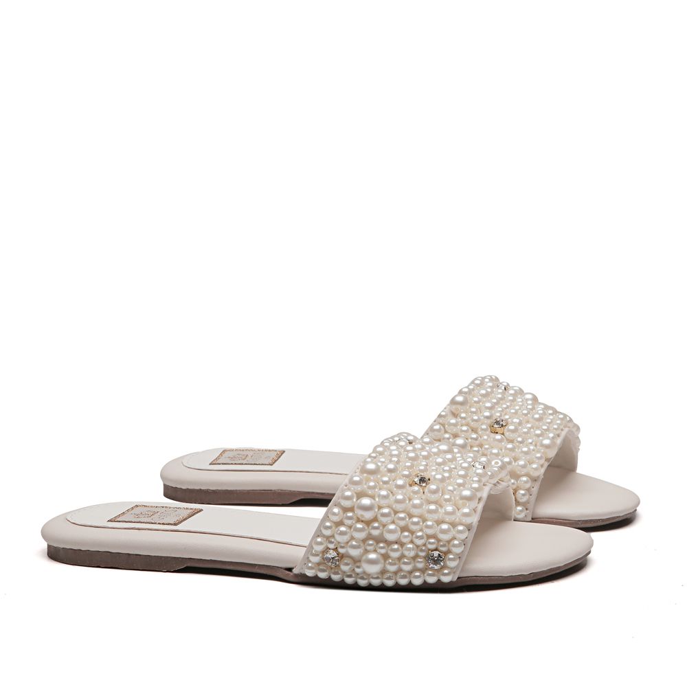 Flat Bordado Pérola Marfim Infantil Gats