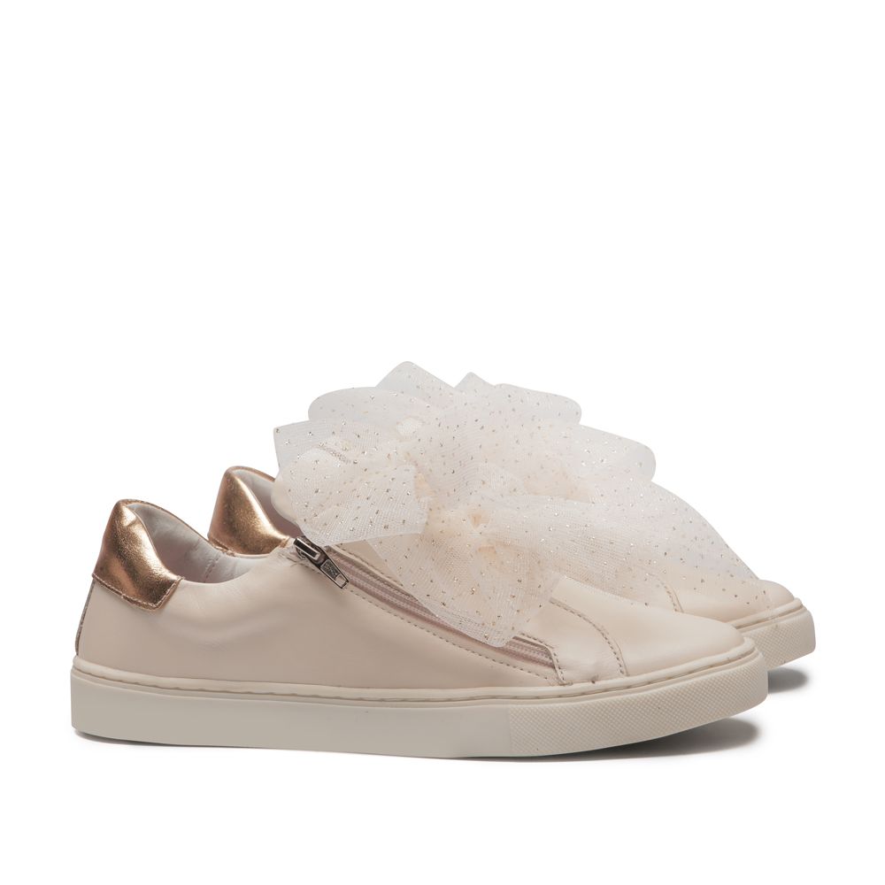 Tênis Zíper Laço Duplo Ivory Infantil Gats