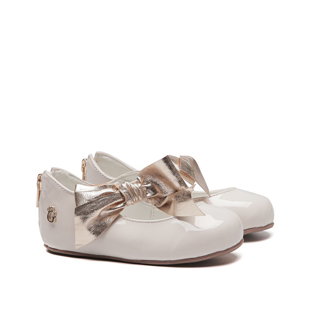 Sapato Laço Bebê Verniz Creme Gats