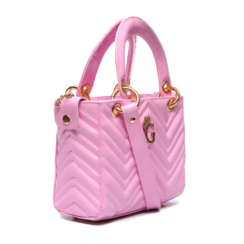 Bolsa Tote Couro Verniz Rosa Bebê