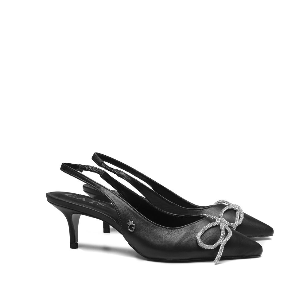 Sapato Mule Salto Baixo Slingback Veneto Preto Gats
