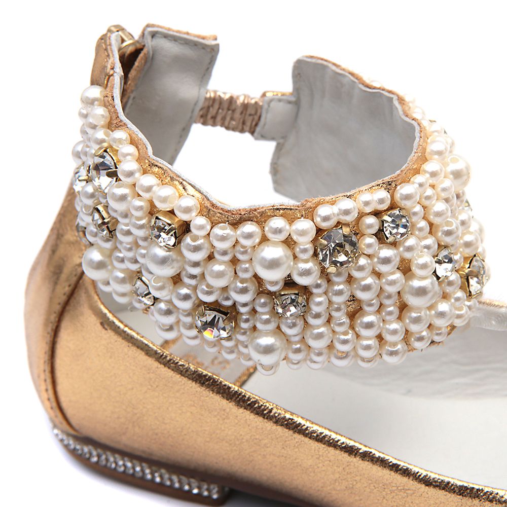 Sapato de Tornozeleiras Cristal Ouro 