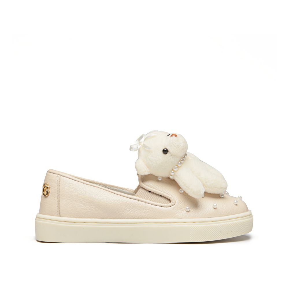 Tênis Slip On Couro Porcelana de Ursinho Infantil Gats