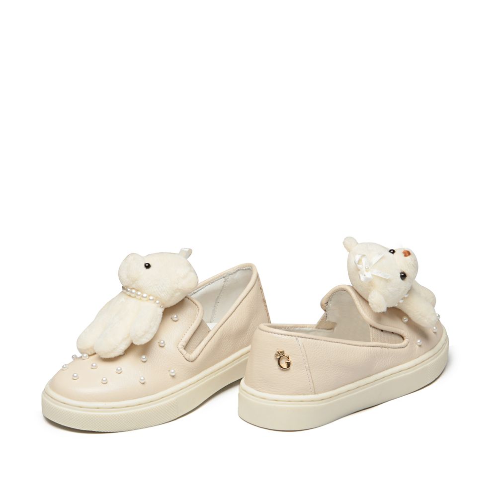 Tênis Slip On Couro Porcelana de Ursinho Infantil Gats