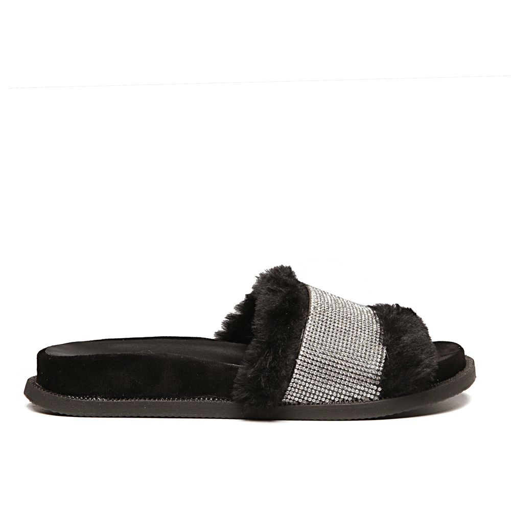Sandália Papete Preto Strass Feminina Gats