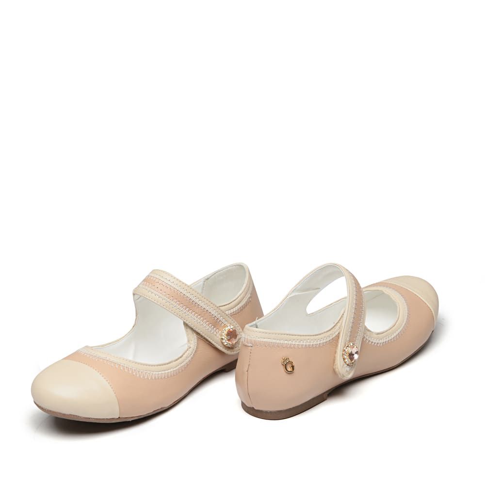 Sapatilha Couro Nude Costura Infantil Gats