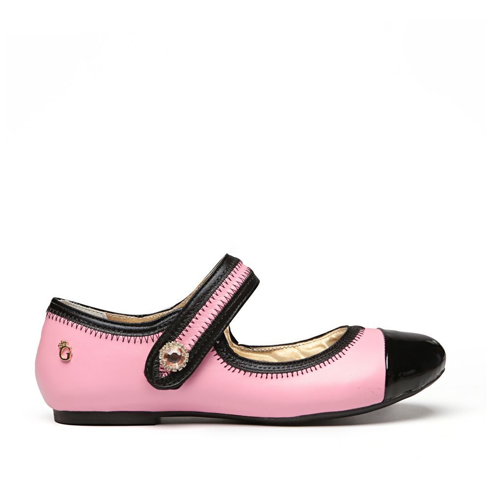 Sapatilha Couro Rosa Costura Infantil Gats