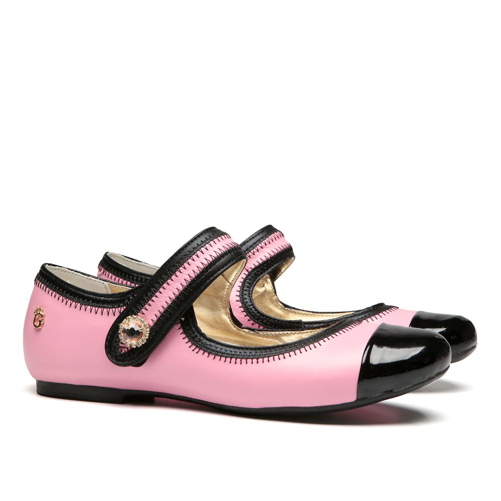 Sapatilha Couro Rosa Costura Infantil Gats
