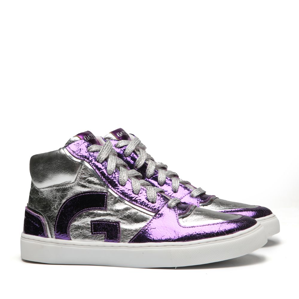 Tênis Cano Alto Likeness Prata e Roxo Infantil Gats
