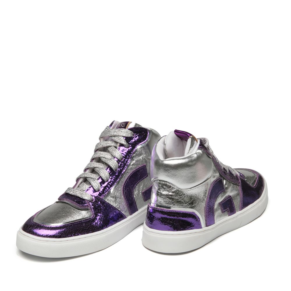 Tênis Cano Alto Likeness Prata e Roxo Infantil Gats