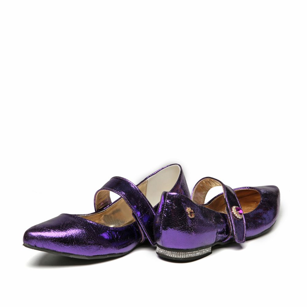 Sapatilha Bico Fino Craquele Roxo Infantil Gats