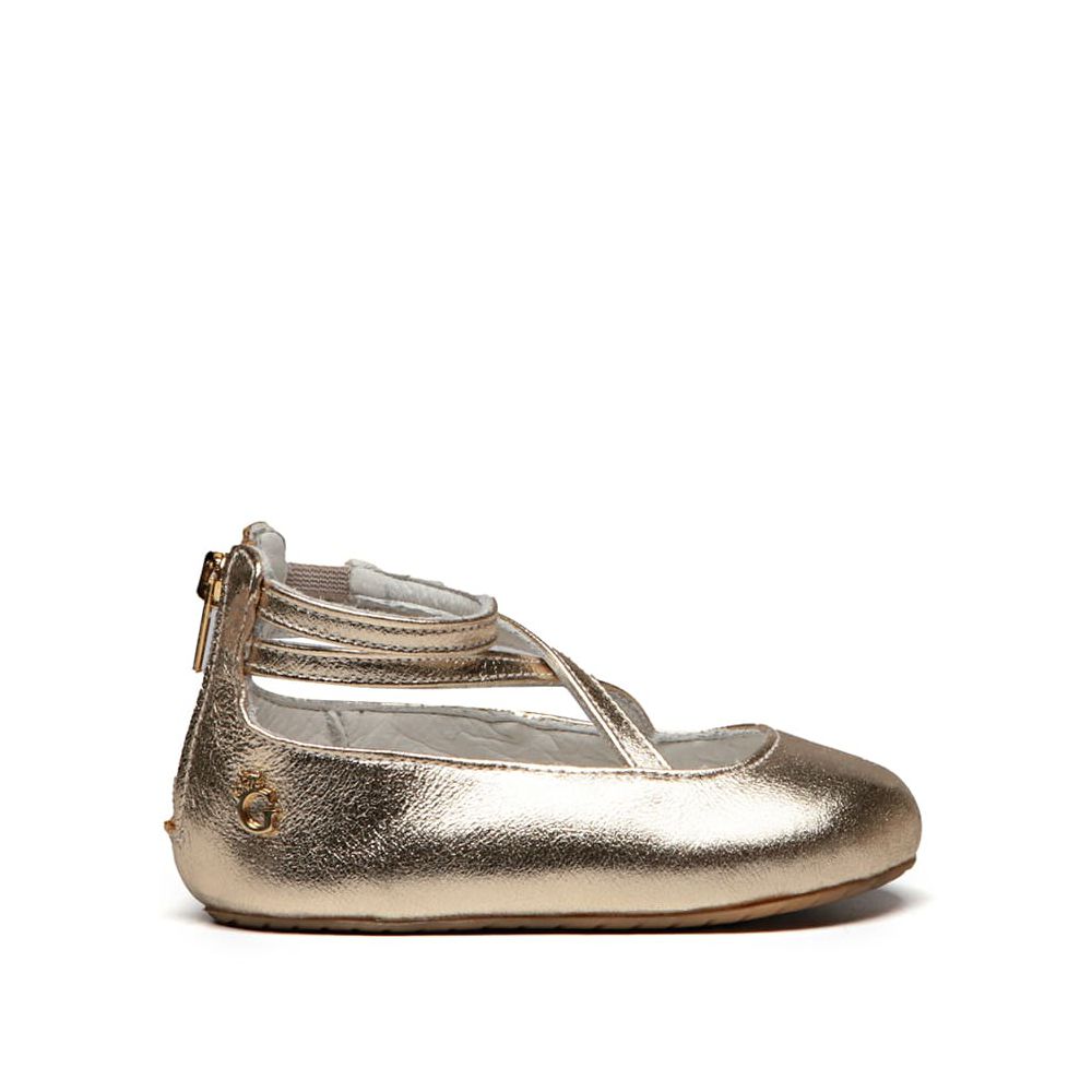 Sapato Tiras Bebê Cristal Ouro Gats