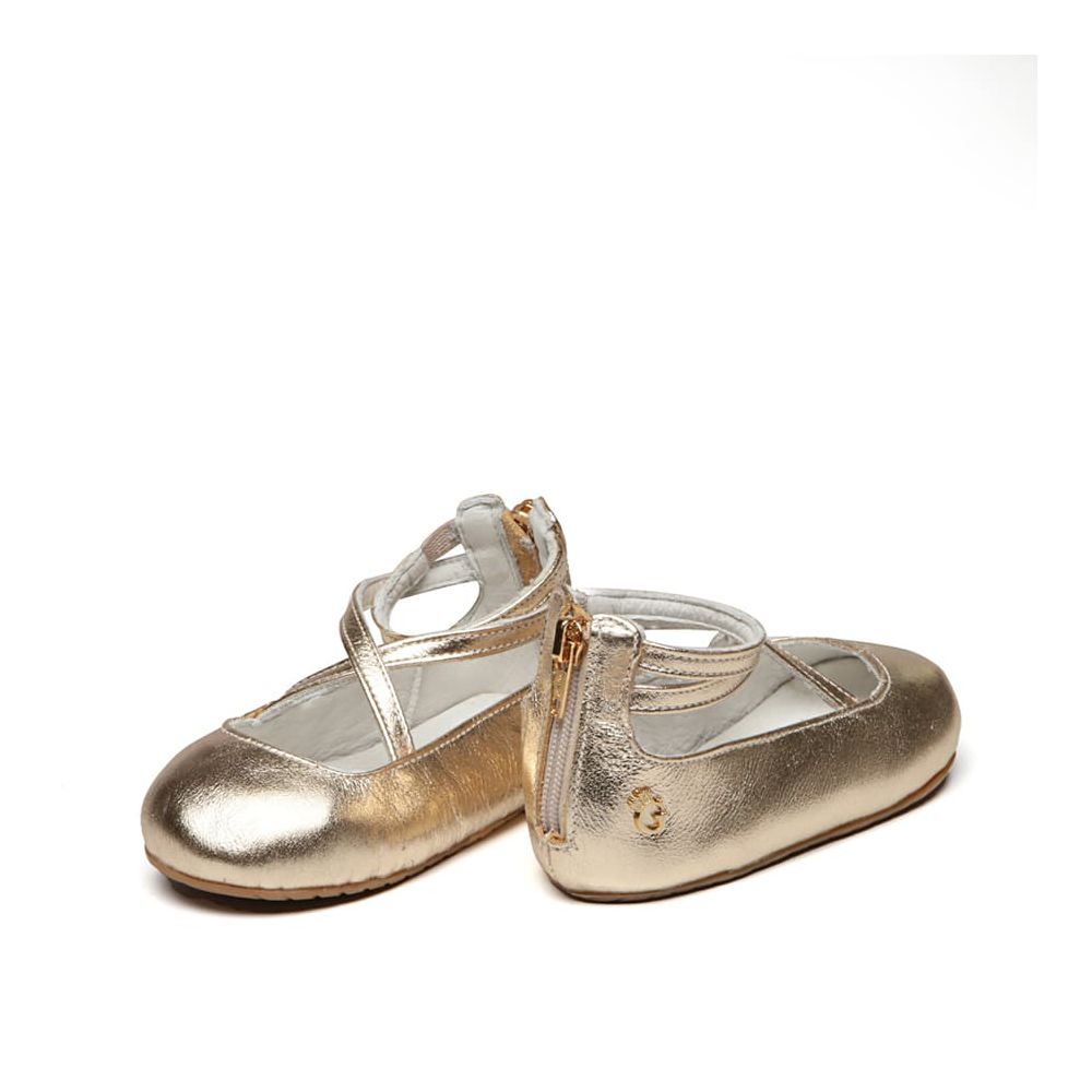 Sapato Tiras Bebê Cristal Ouro Gats
