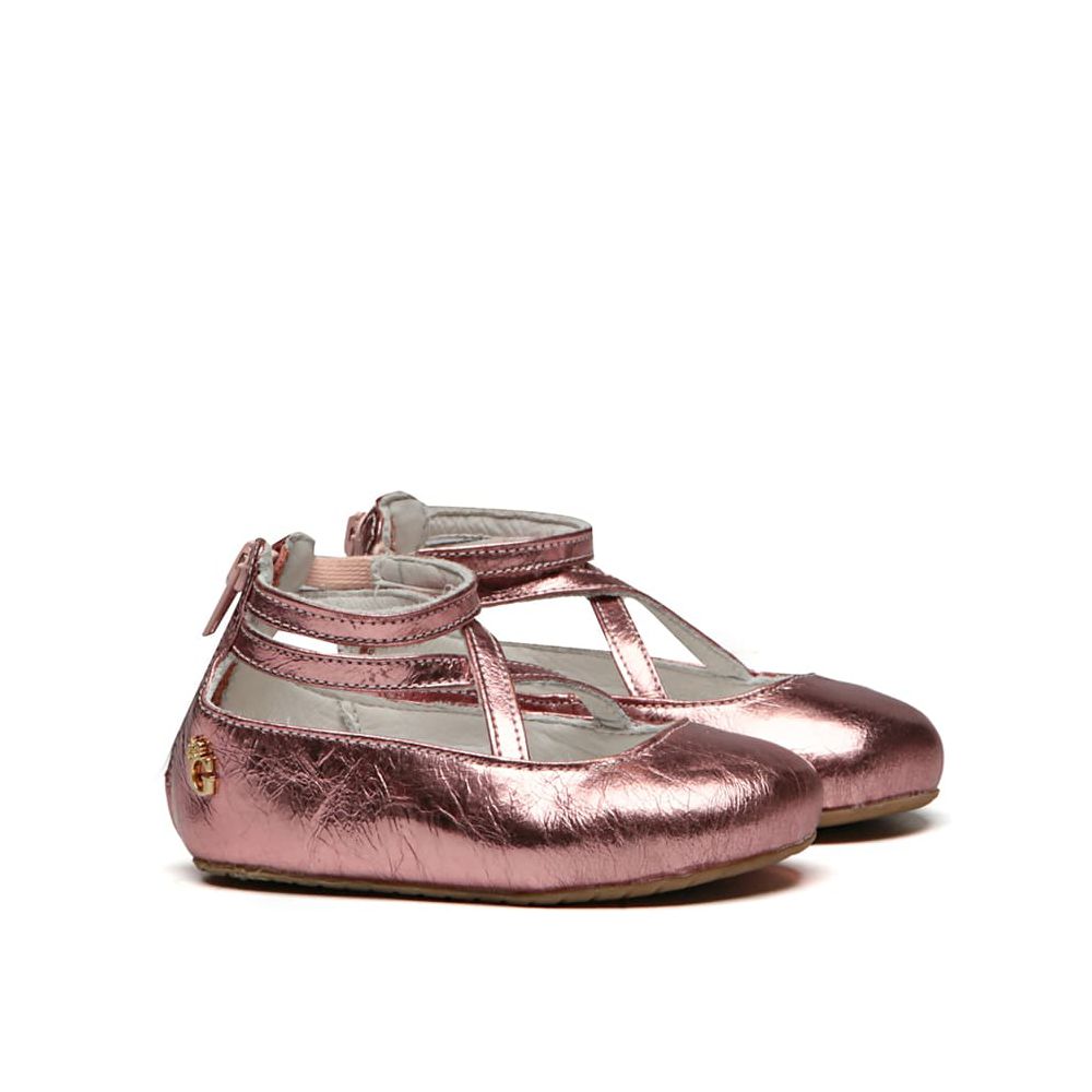 Sapato Tiras Bebê Rosa Metalizado Gats 