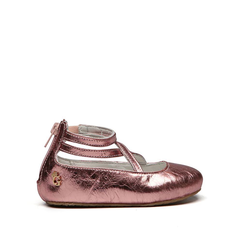 Sapato Tiras Bebê Rosa Metalizado Gats 