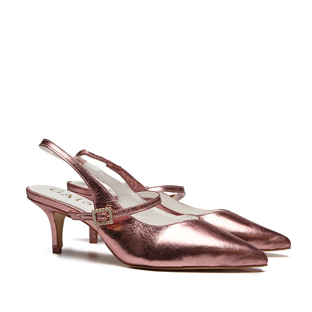 Sapato Mule Salto Baixo Slingback Rosa Gats