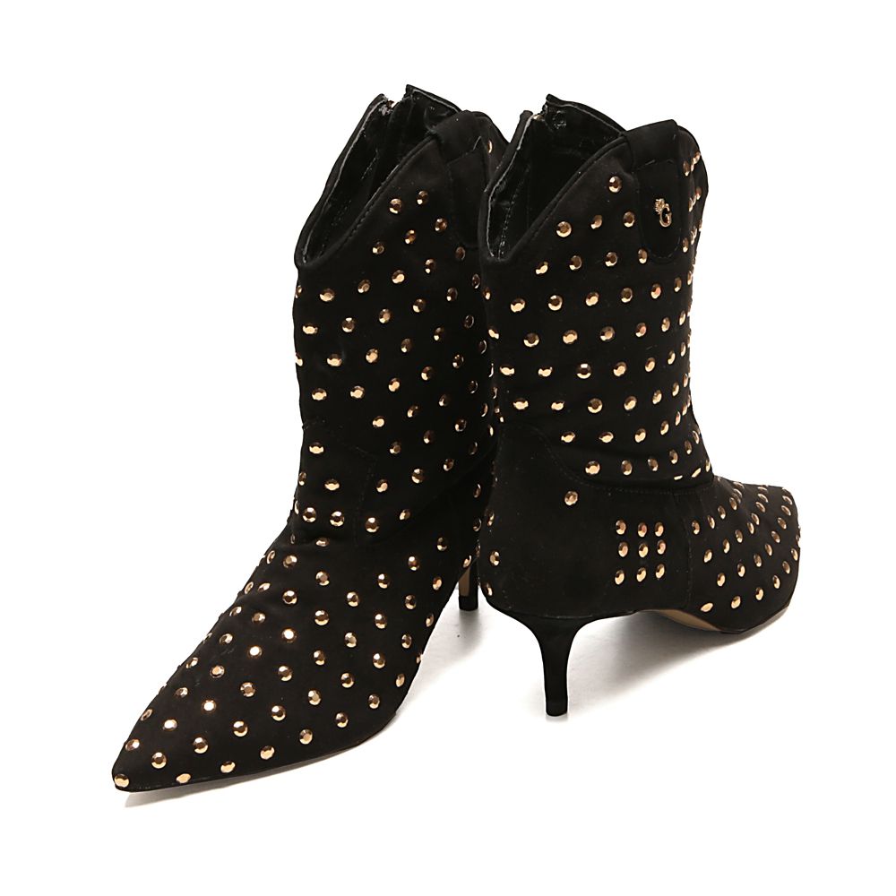 Bota Cano Baixo Celine Preta Strass