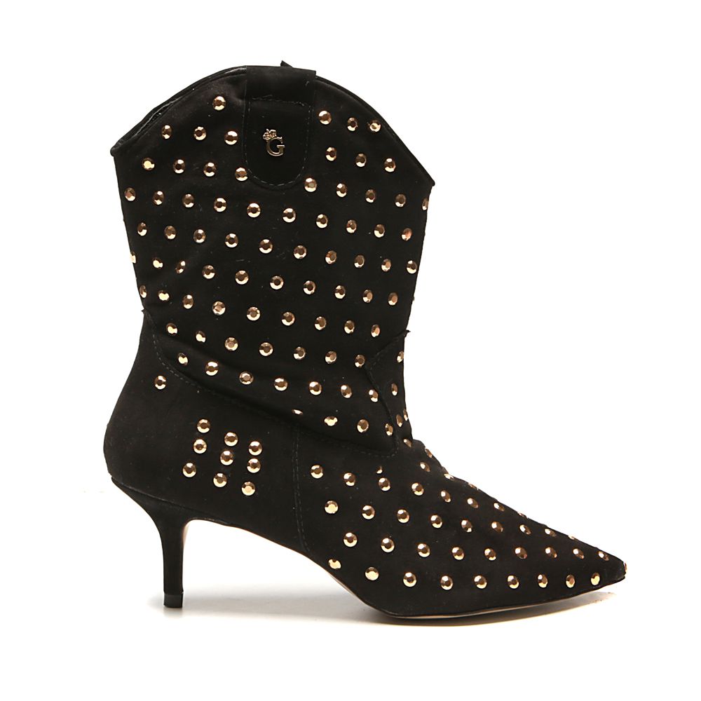 Bota Cano Baixo Celine Preta Strass