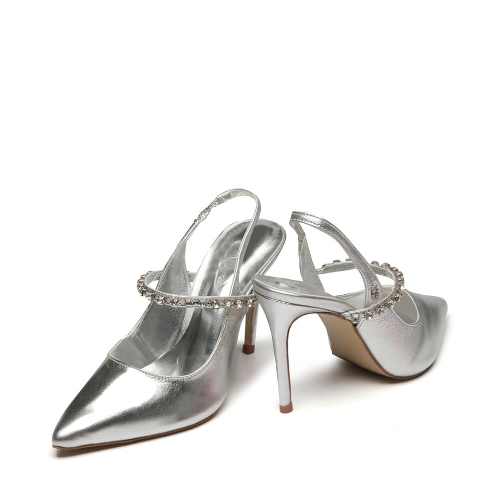 Sapato Slingback Salto Alto Valentina Prata