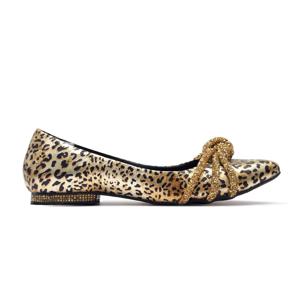 Sapatilha Bico Fino Cristal Animal Print Infantil Outlet