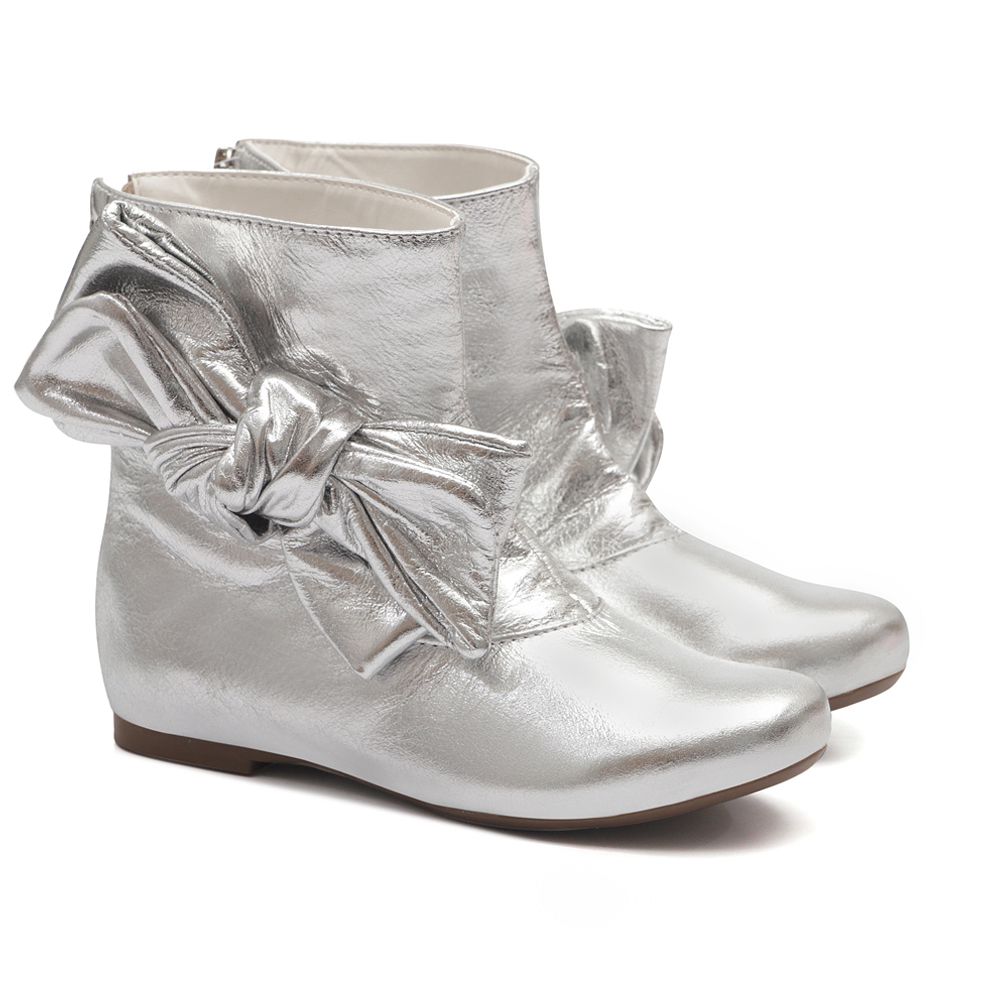 Bota de Laço Lateral Cristal Prata
