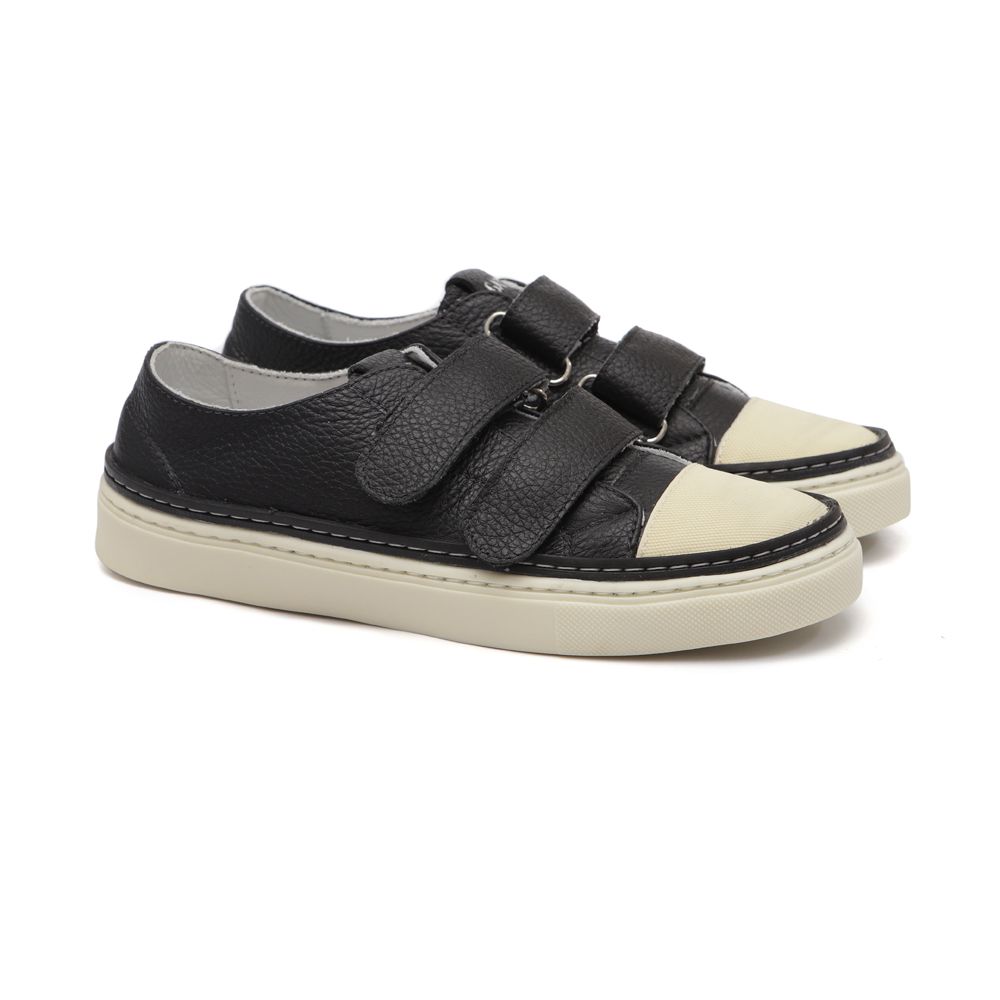 Tênis Cano Baixo Velcro Infantil Preto Gats