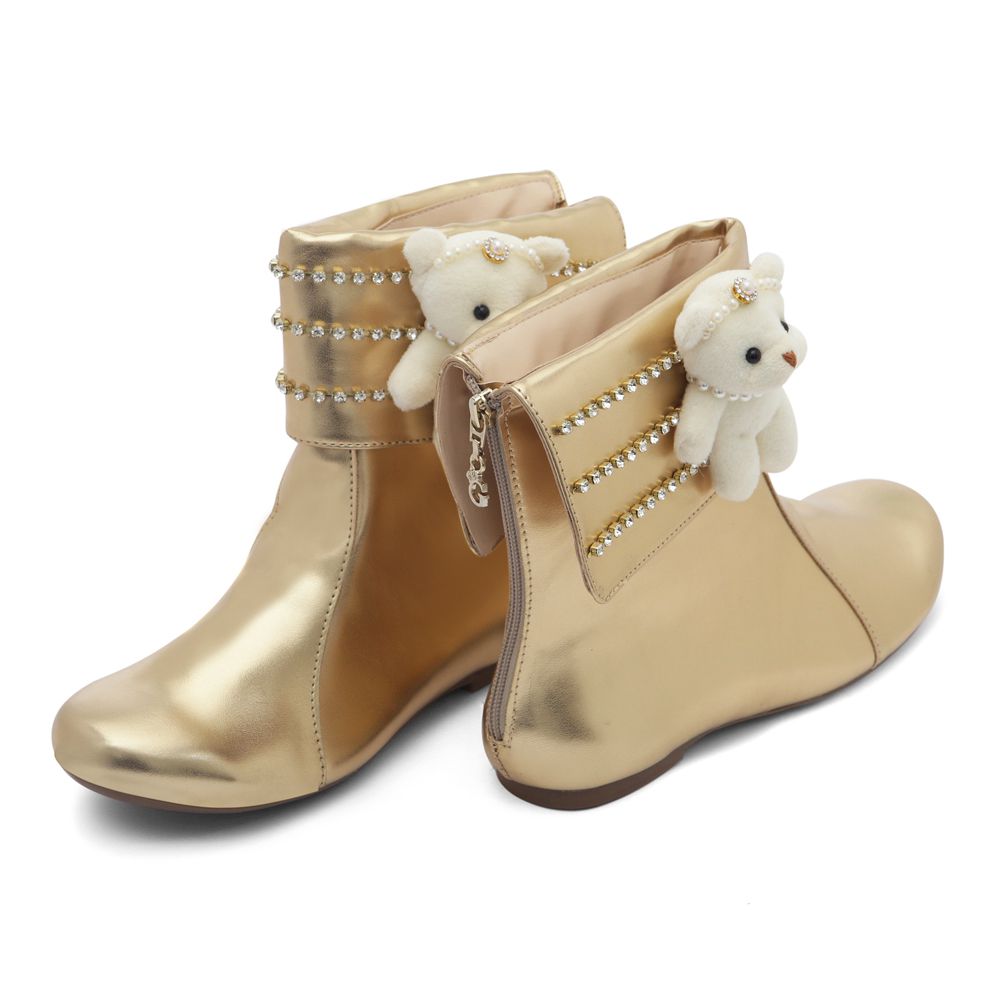 Bota Ursinho Dourada Infantil Gats