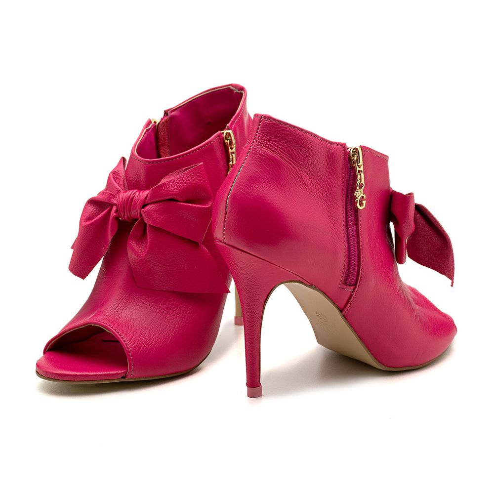 Ankle Boot Laço Pink Salto Fino Antonella